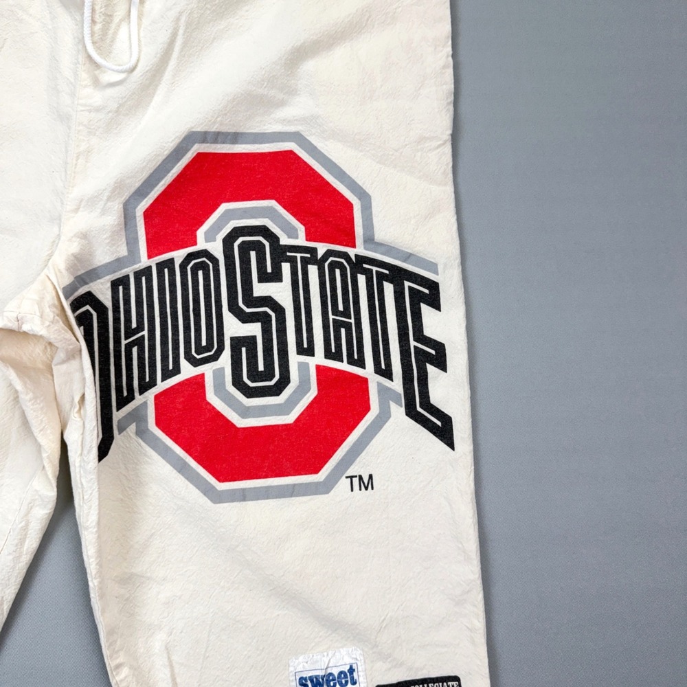 Sweet Sacks Ohio State Buckeyes OS Cream Cotton Drawstring Shorts Vintage Brutus - Picture 6 of 12